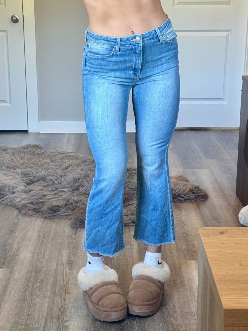 Lagence Kendra High Rise Bootcut Cropped Jeans Womens 27 Frayed Hem Light Wash